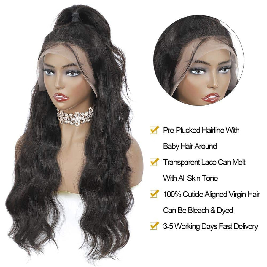Grawwhair Body Wave 13x4-13x6 Transparent Lace Front Wig Human Virgin Hair