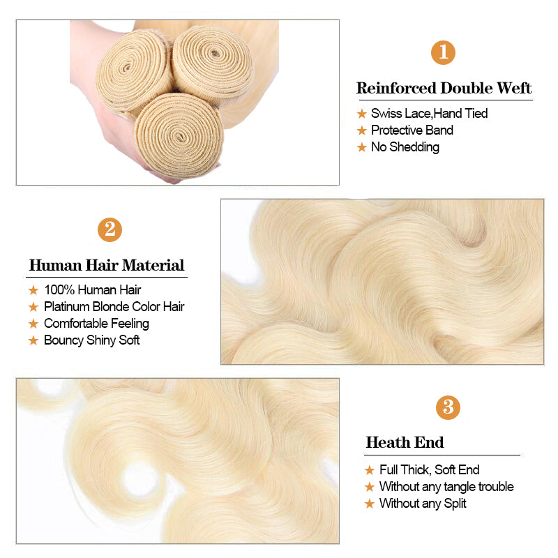 Grawwhair 613 Blonde Body Wave Bundle Brazilian Body Wave 1 Bundle Deal 100% Human Hair