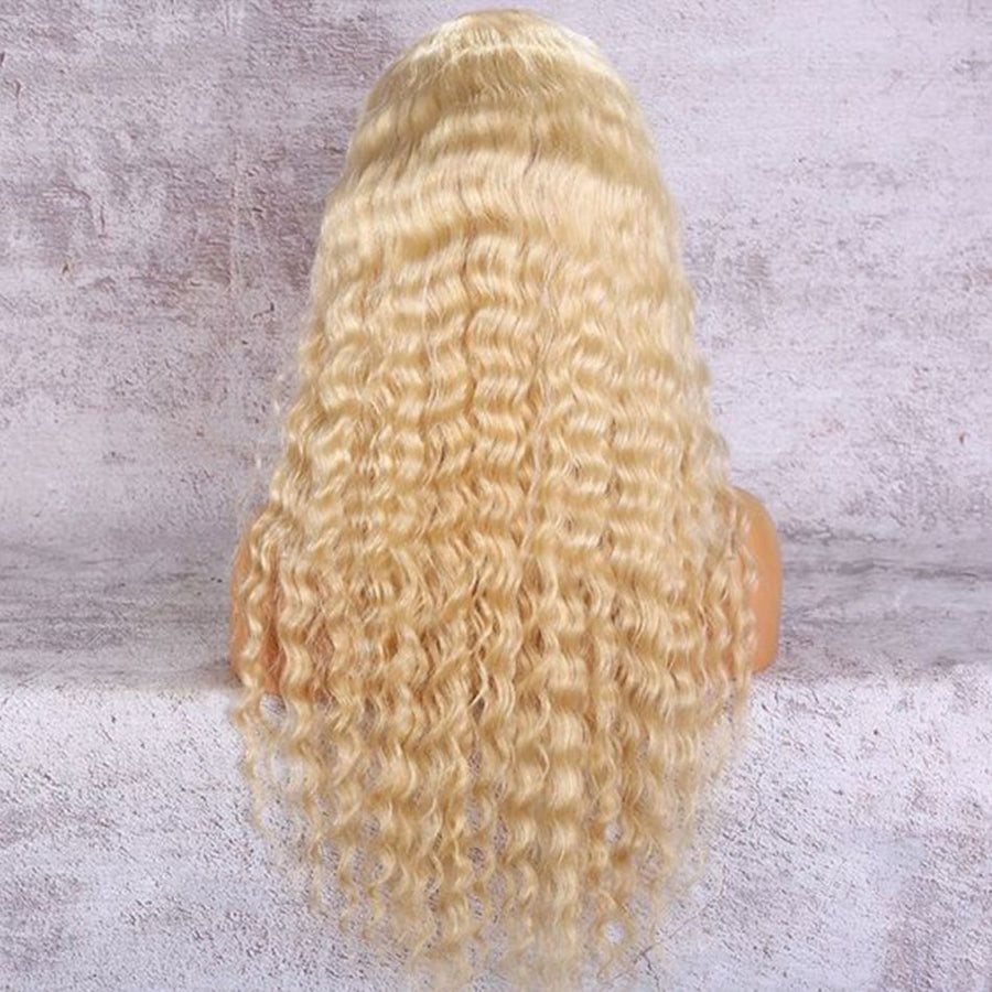 Grawwhair 613 Blonde Deep Wave Wig Transparent Lace Wig