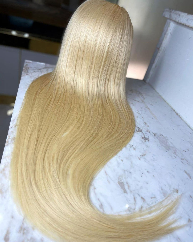 Grawwhair 613 Blonde Straight 4x4 Transparent Lace Closure Wig Human Virgin Hair