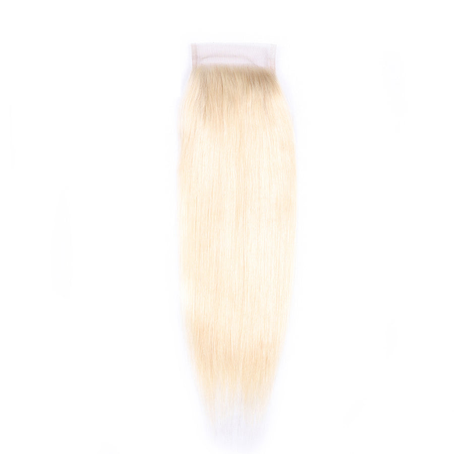 Grawwhair 613 Blonde Straight 4x4/5x5 Lace Closure Brazilian Human Hair Closure