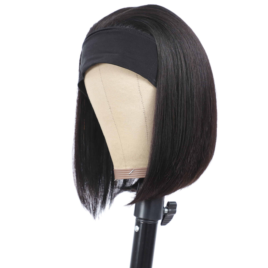Grawwhair Bone Straight Headband Bob Wig 100% Human Virgin Hair