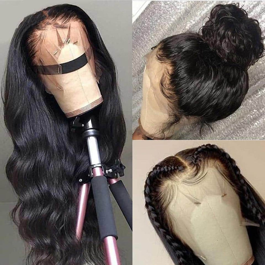 Grawwhair Breathable 360 Transparent Lace Frontal Wigs Body Wave Human Hair