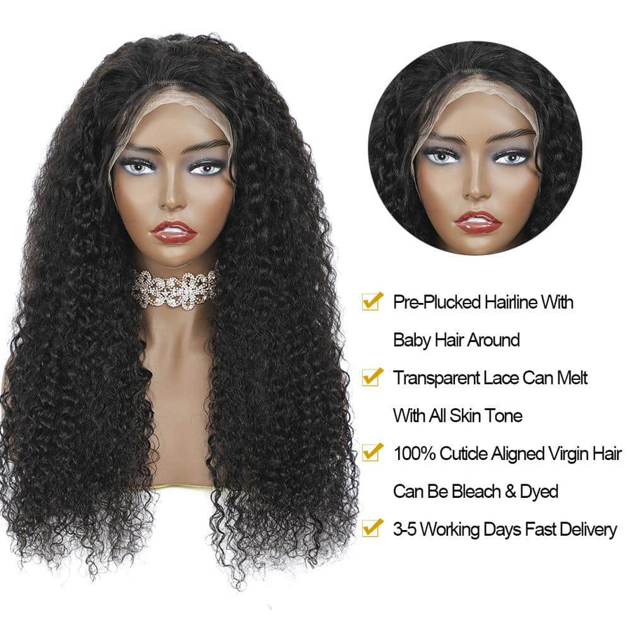 Grawwhair Deep Curly 13x4/13x6 Transparent Lace Front Wig real human hair