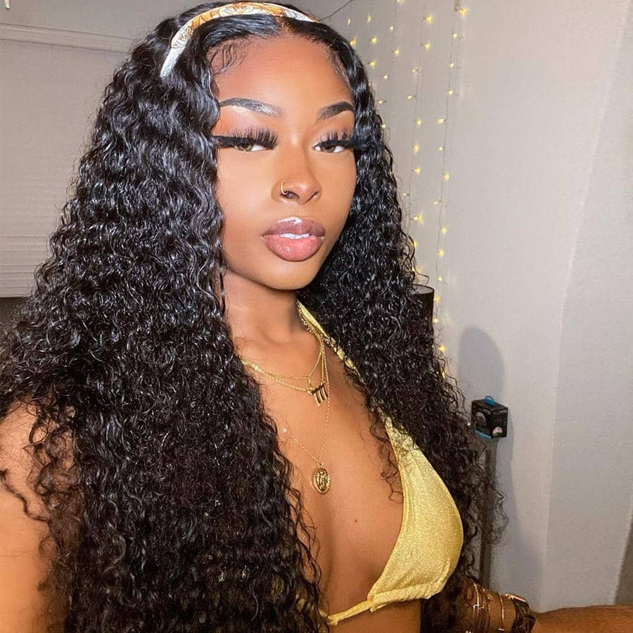 Grawwhair Deep Curly 13x4 Transparent Lace Frontal Wig real human hair