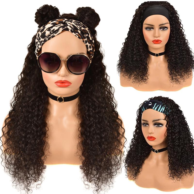 Grawwhair Deep Curly Glueless Headband Wig 100% Virgin Human Hair Wigs