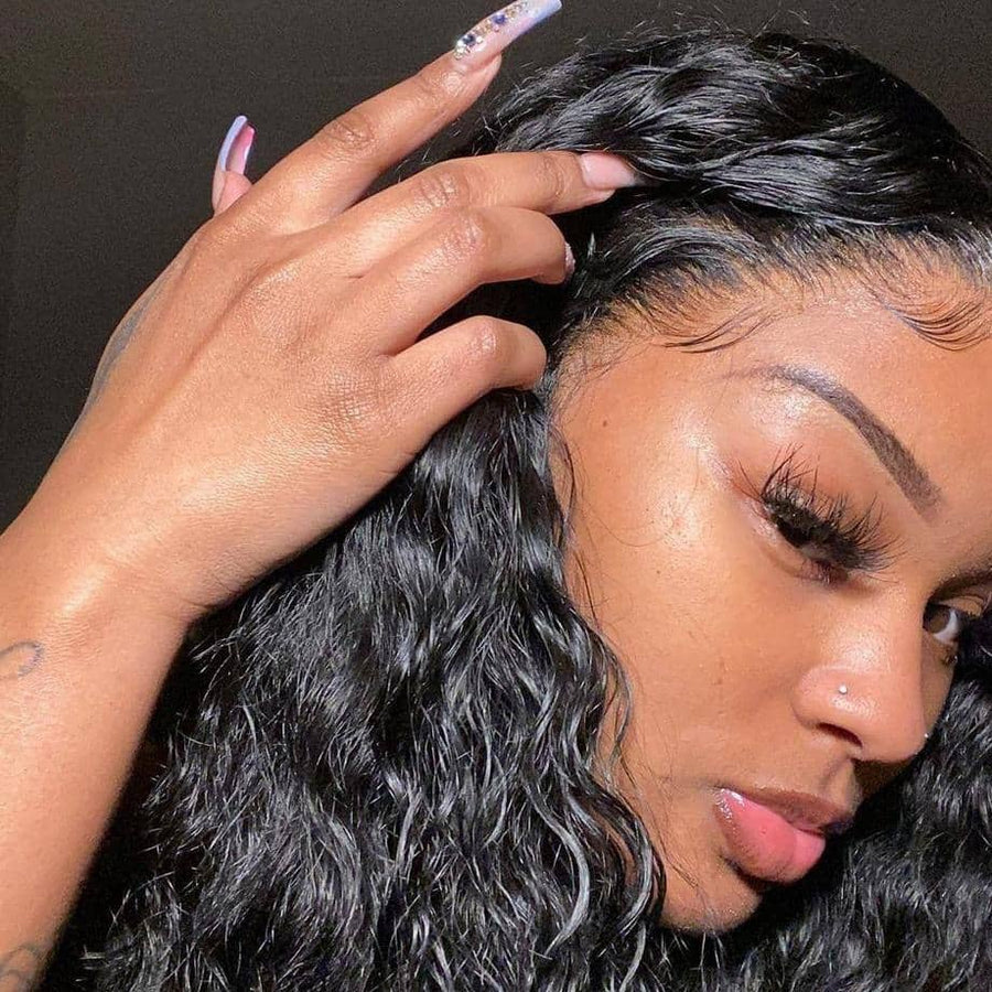 Grawwhair Deep Wave 13x4 Transparent Lace Front Wig real human hair