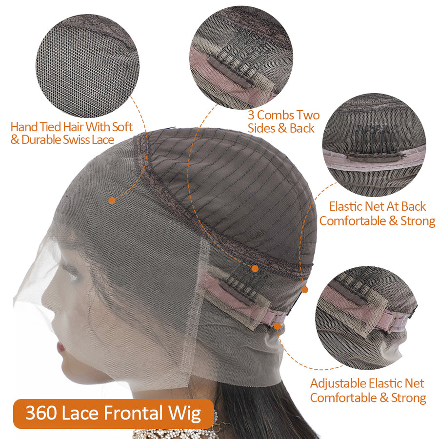 Grawwhair Deep Wave 360 Transparent Lace Front Wig 100% Human Hair 180% Density