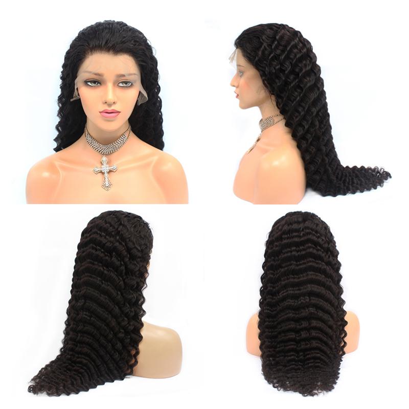 Grawwhair Deep Wave Transparent Full Lace Wig 100% Virgin Human Hair