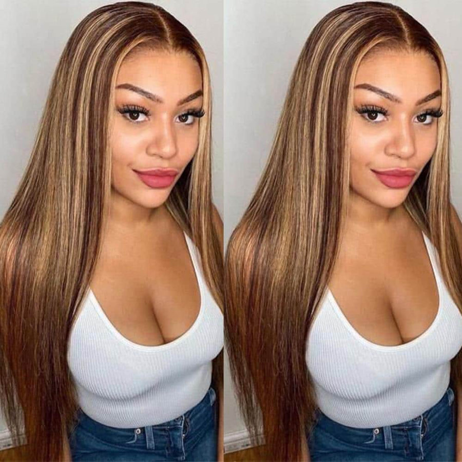 Grawwhair Highlight Straight Wig 13x4 Lace Front Wig  Human Virgin Hair Real Human Hair