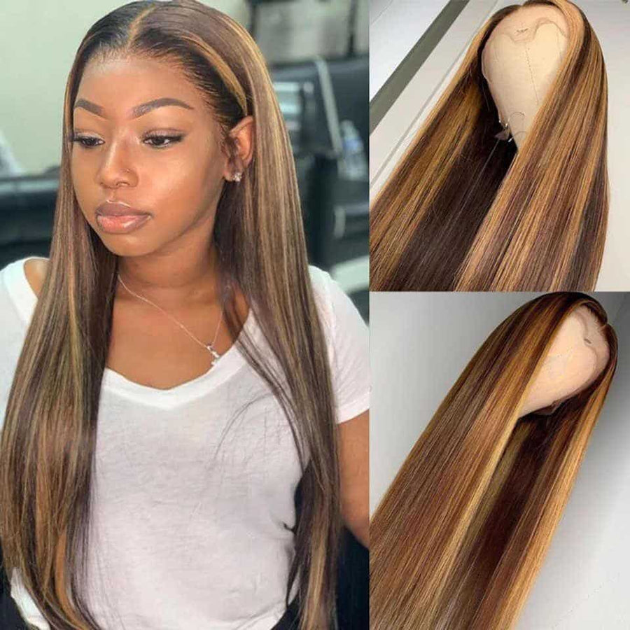 Grawwhair Highlight Straight Wig 13x4 Lace Front Wig  Human Virgin Hair Real Human Hair