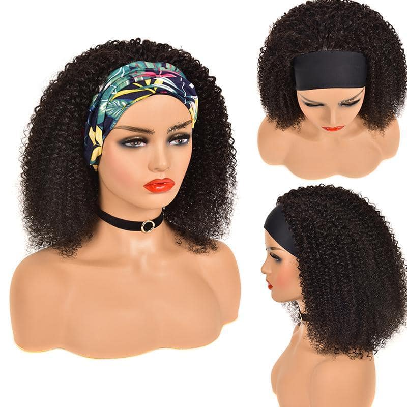 Grawwhair Kinky Curly Headband Glueless Wig Brazilian Virgin Hair Wig