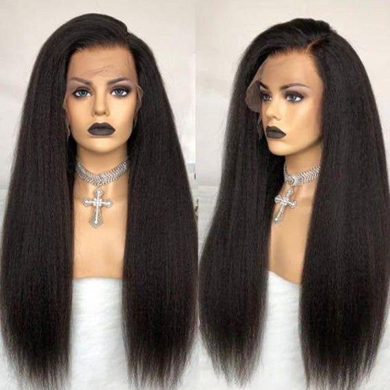 Grawwhair Kinky Straight 13x4/13x6 Transparent Lace Front Wig Yaki Straight real human hair