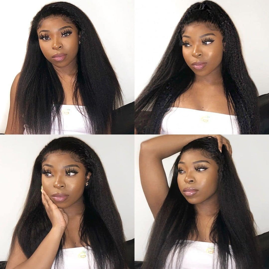 Grawwhair Kinky Straight 360 Transparent Lace Front Wig Human Hair