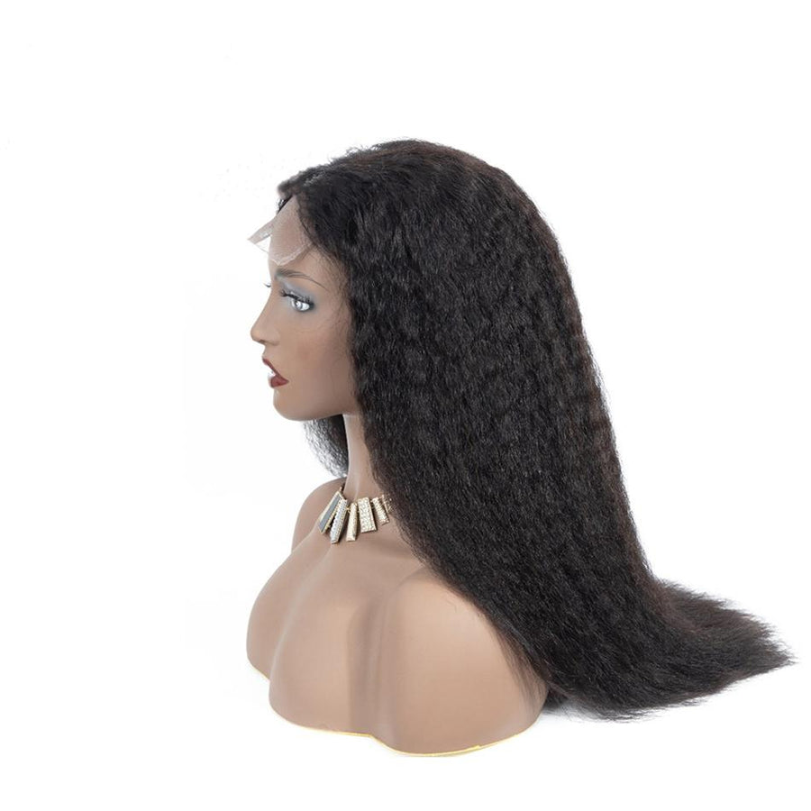 Grawwhair Kinky Straight 4x4 Transparent Lace Closure Wig Yaki Straight Human Virgin Hair Wig