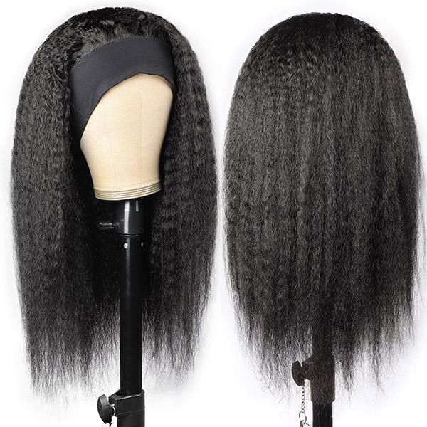 Grawwhair Kinky Straight Headband Wig Cuticle Aligned Yaki Straight Human Hair Wigs