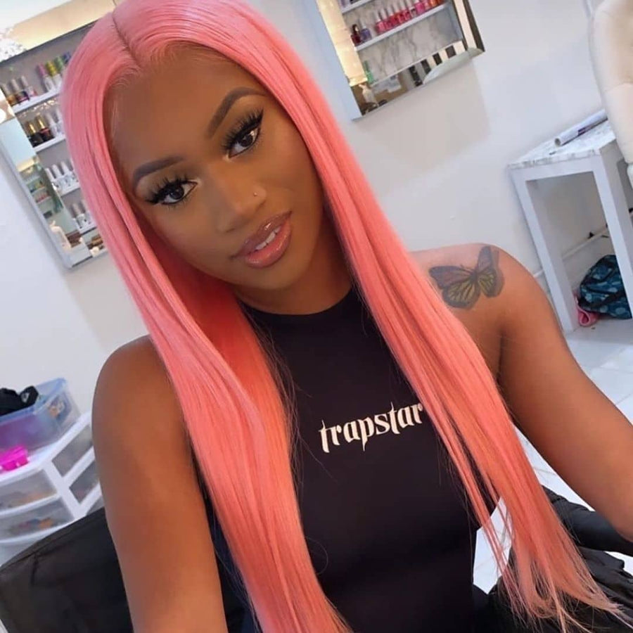 Grawwhair Light Pink/Baby Pink/Hot Pink Pre Colored 13x4 Lace Front Wig Brazilian Virgin Hair