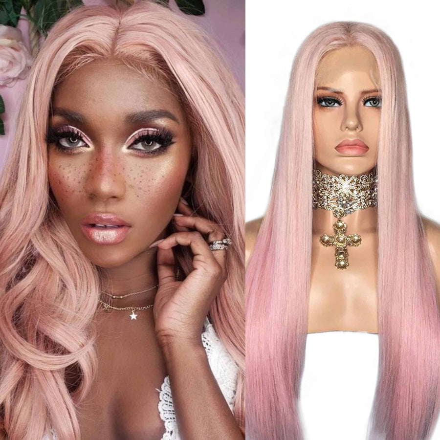 Grawwhair Light Pink/Baby Pink/Hot Pink Pre Colored 13x4 Lace Front Wig Brazilian Virgin Hair