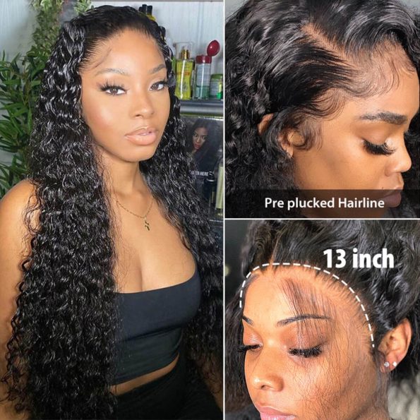 Grawwhair Long Length Transparent Lace Wigs Peruvian Water Wave Human Hair Lace Front Wigs