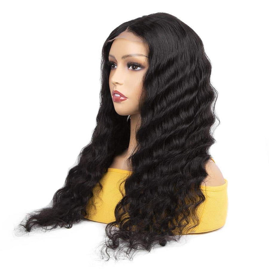 Grawwhair Loose Deep 4x4 Transparent Lace Closure Wig 100% Human Virgin Hair
