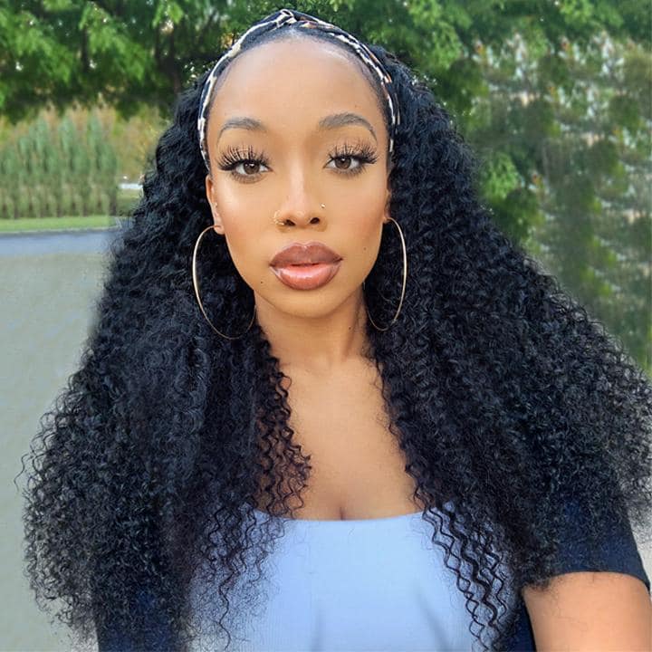 Grawwhair Sale Kinky Curly Headband Wig Cuticle Aligned Human Hair Wigs No Code Available