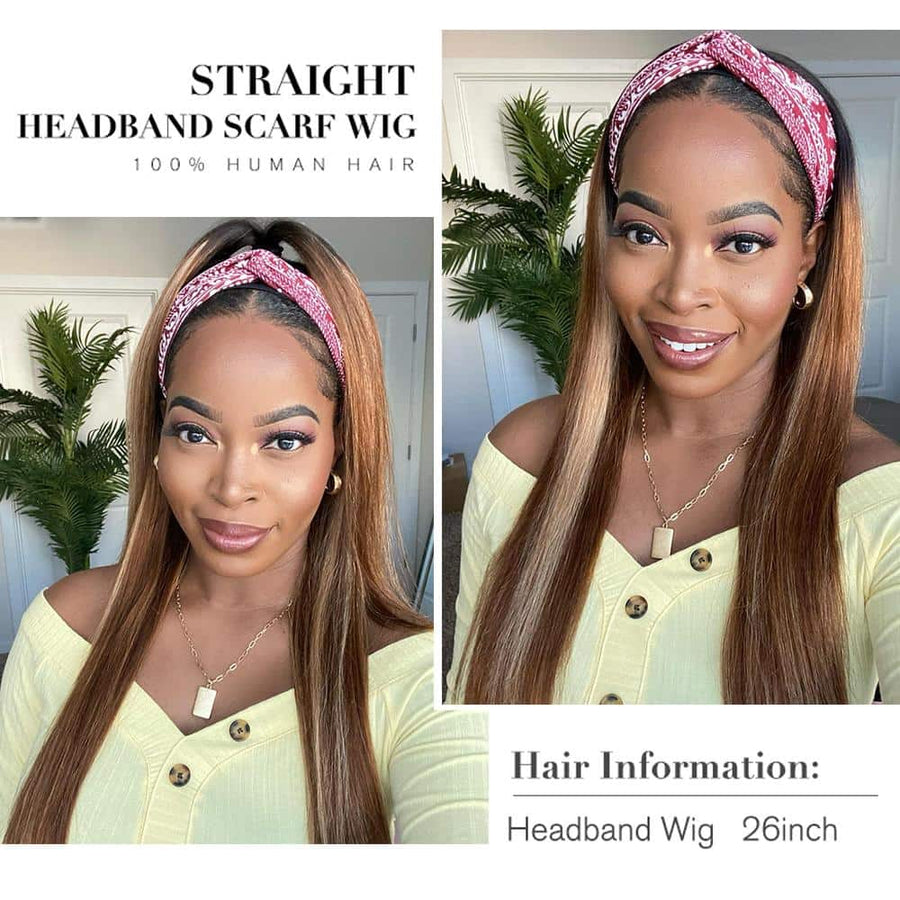 Grawwhair Straight Piano Color Headband Highlight Wig Human Hair Wig