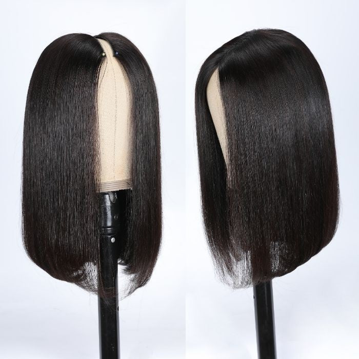 Grawwhair Straight V Part Bob Wig No Leave Out Upgraded U Part Wig 100% Human Hair Wigs