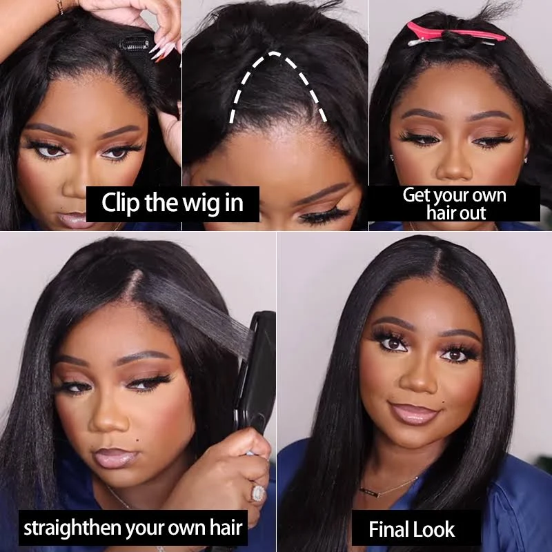 Grawwhair Straight V Part Wig No Leave Out Upgraded U Part Wig Human Hair Wigs