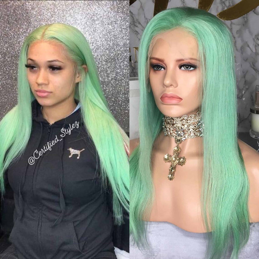 Grawwhair Tint Green/Green/Dark Green 13x4 Lace Front Wig Brazilian Virgin Hair