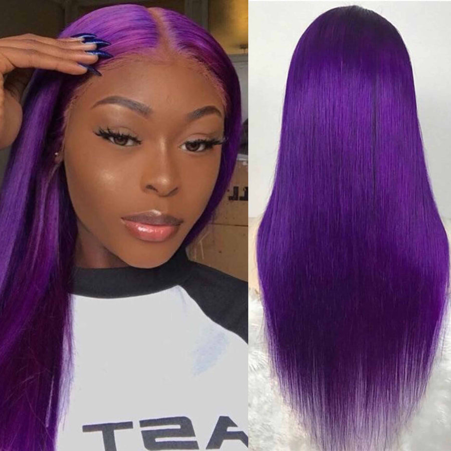 Grawwhair Tint Purple, Light Purple, Dark Purple, 13x4 Lace Front Wig