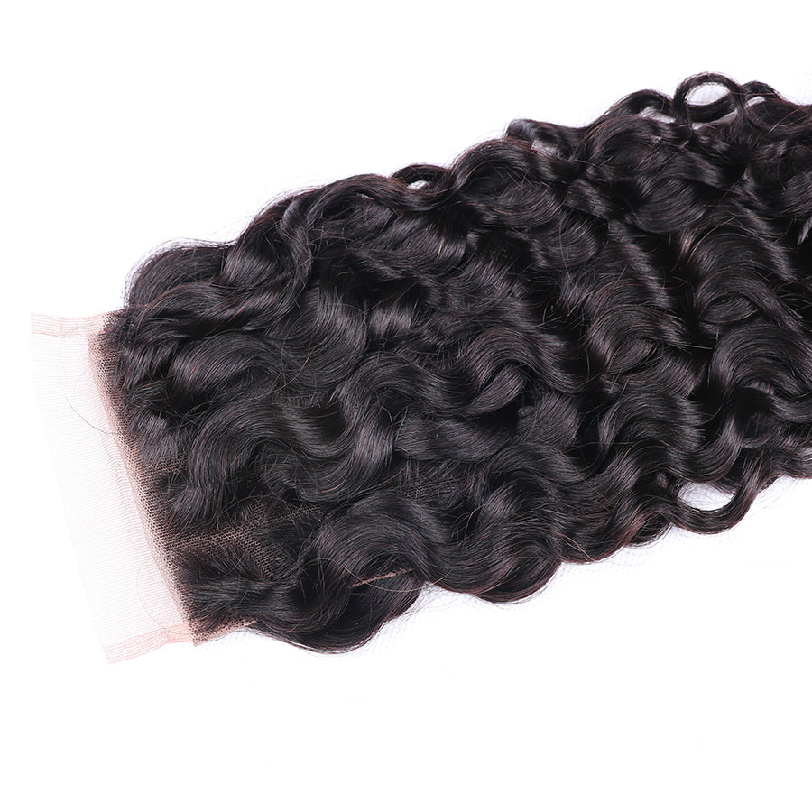 Grawwhair Water Wave 4x4/5x5/6x6 Lace Closure Brazilian Virgin Hair Pre Plucked With Baby Hair