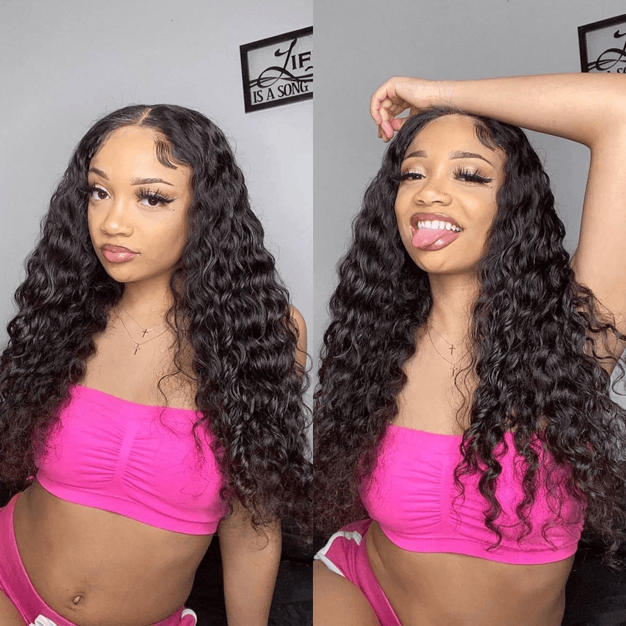 Grawwhair Water Wave 13x1 T Part Lace Front Wigs Raw Human Hair Wigs
