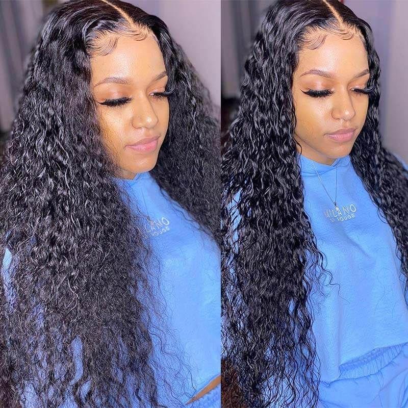 Grawwhair Water Wave 13x1 T Part Lace Front Wigs Raw Human Hair Wigs