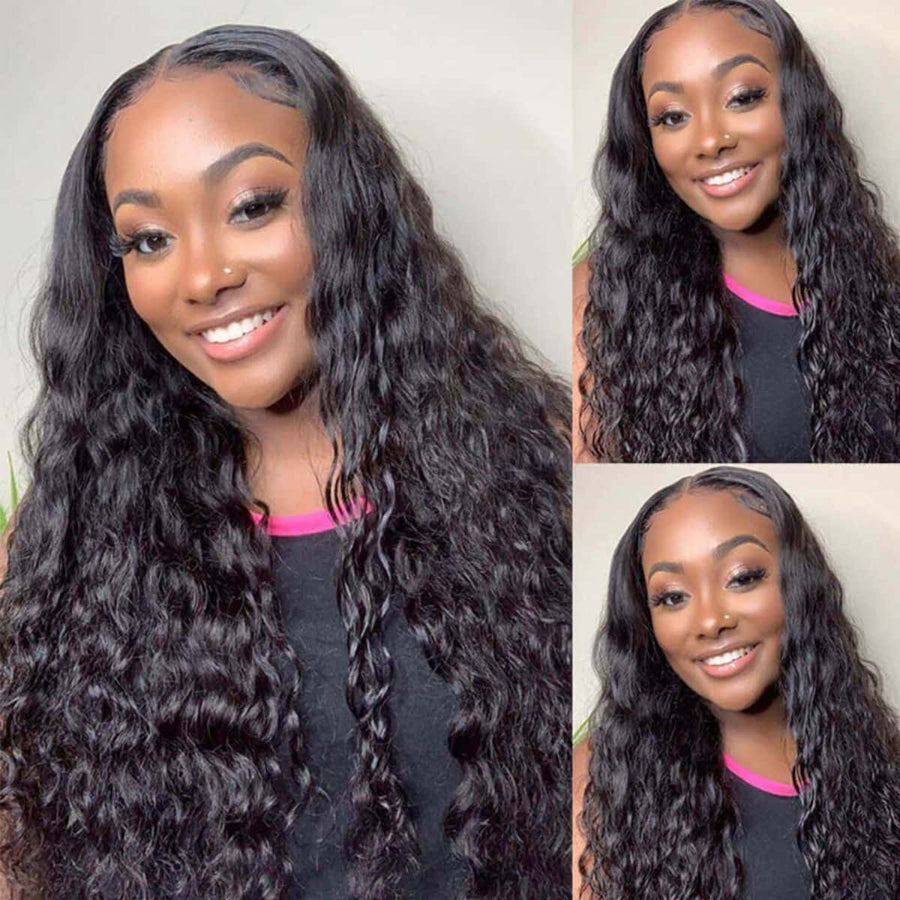 Grawwhair Water Wave 13x6 Transparent Lace Front Wig 100% Virgin Human Hair