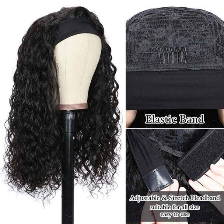 Grawwhair Water Wave Headband Wig Cuticle Aligned Human Hair Wigs 