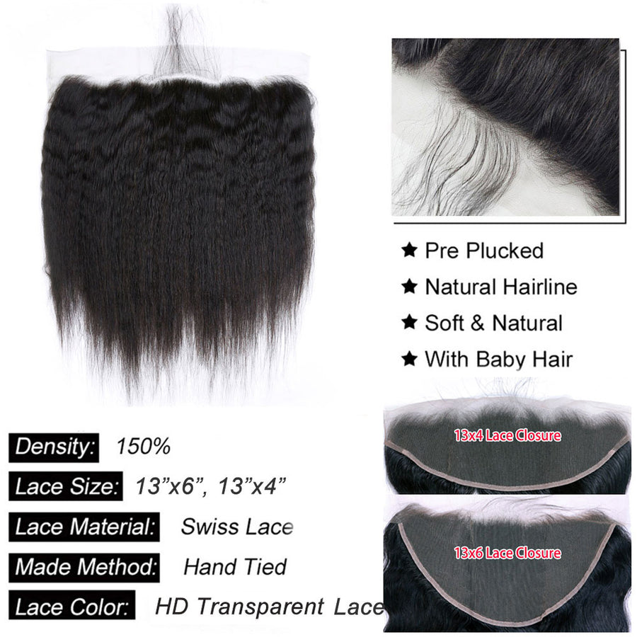 Grawwhair Sell Kinky Straight 13x4/13x6 FrontalTransparent Lace Ear To Ear Brazilian Virgin Hair