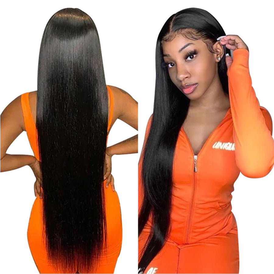 Grawwhair 40Inch Long Straight Human Hair Wig 13x6/13x4/4x4 Transparent Lace Wigs 
