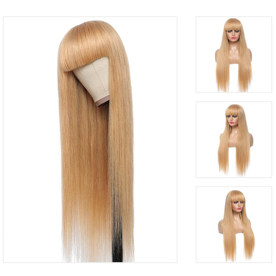 Honey Blonde Straight Hair/Body Wave Laceless Wig Real Hair