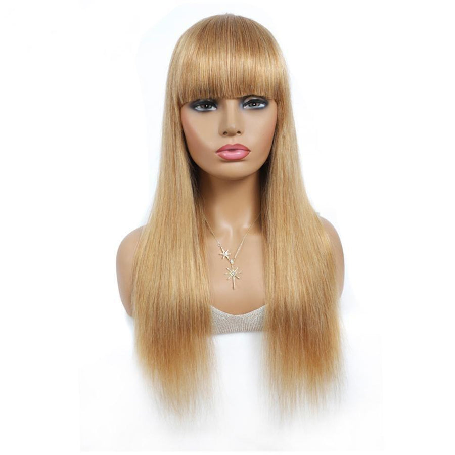 Honey Blonde Straight Hair/Body Wave Laceless Wig Real Hair