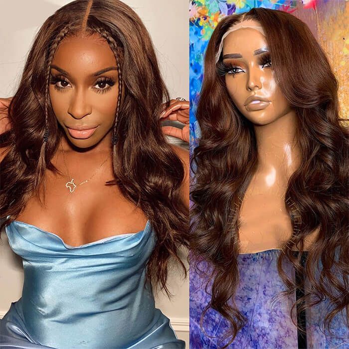 Grawwhair, Brown Wig, Body Wavy Wig, Lace Front Wig, Human Hair