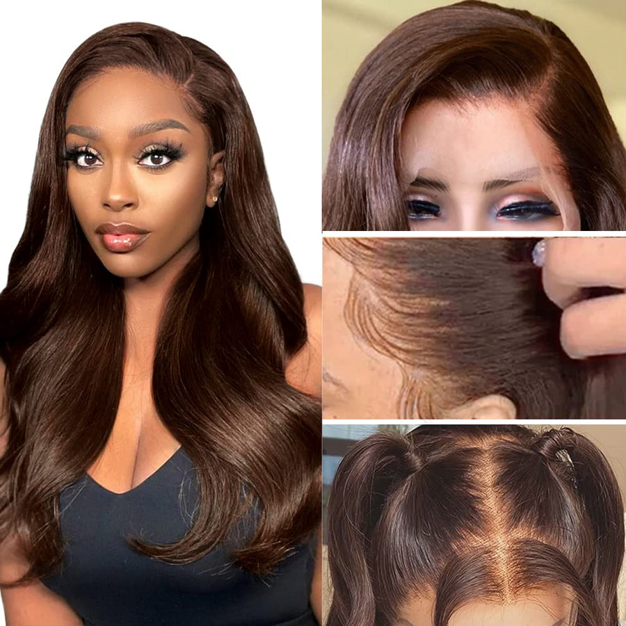 Grawwhair, Brown Wig, Body Wavy Wig, Lace Front Wig, Human Hair
