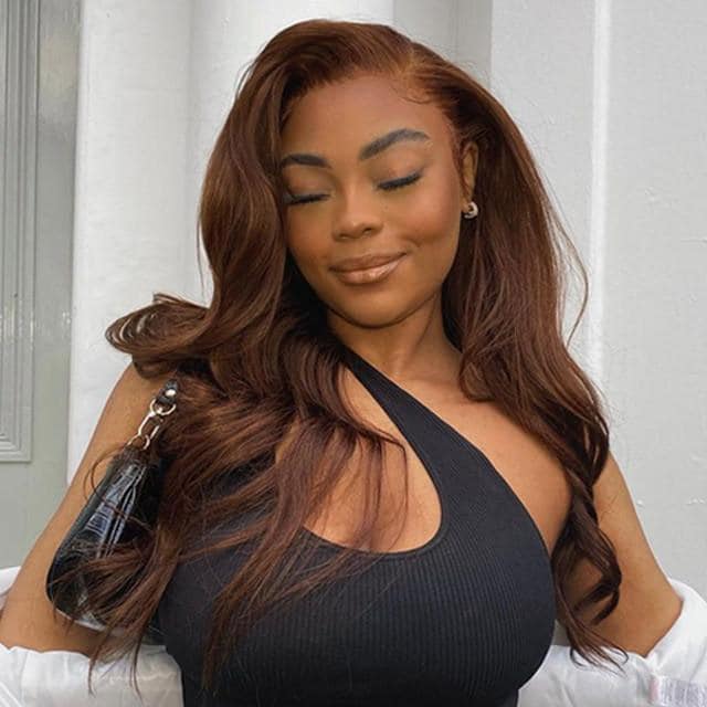 Grawwhair #4 Colored Body Wave Lace Front Wig 100% Human Hair Wigs For Women