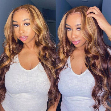 Grawwhair Honey Gold Highlight Body Wave & Straight Hair Wig 13x4 Lace Front Wig