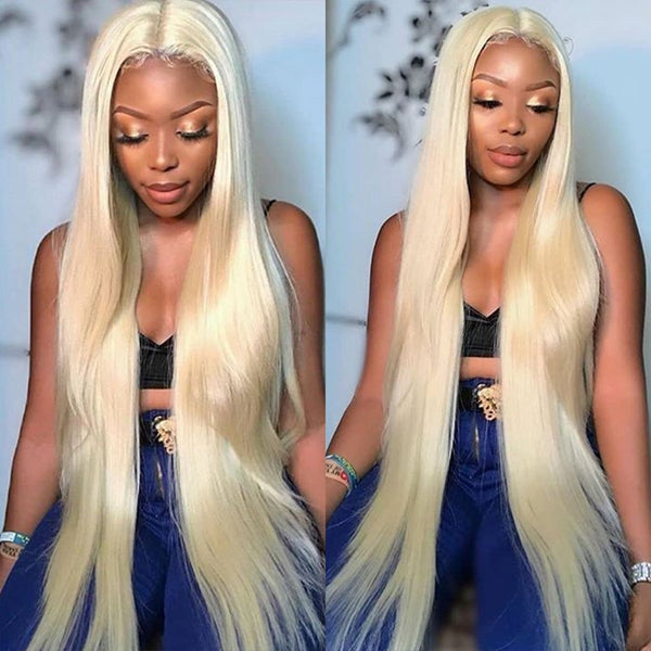 Grawwhair 613 Blonde 40 Inch Long Straight Transparent Lace Front Wig