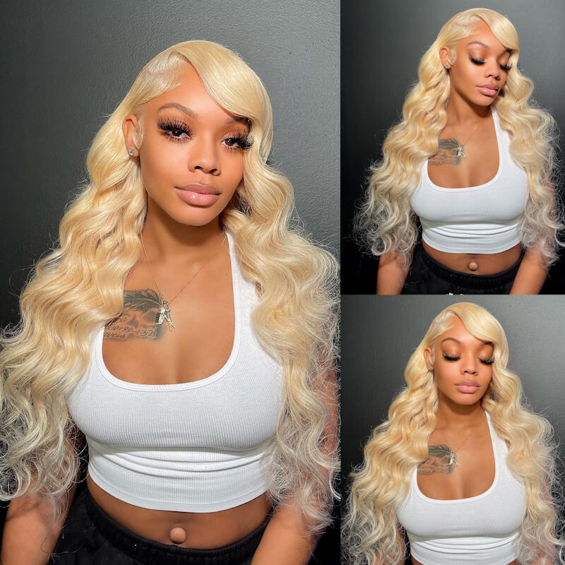 Grawwhair #613 Blonde Body Wave Wig HD Transparent Lace Wig 100% Human Virgin Hair